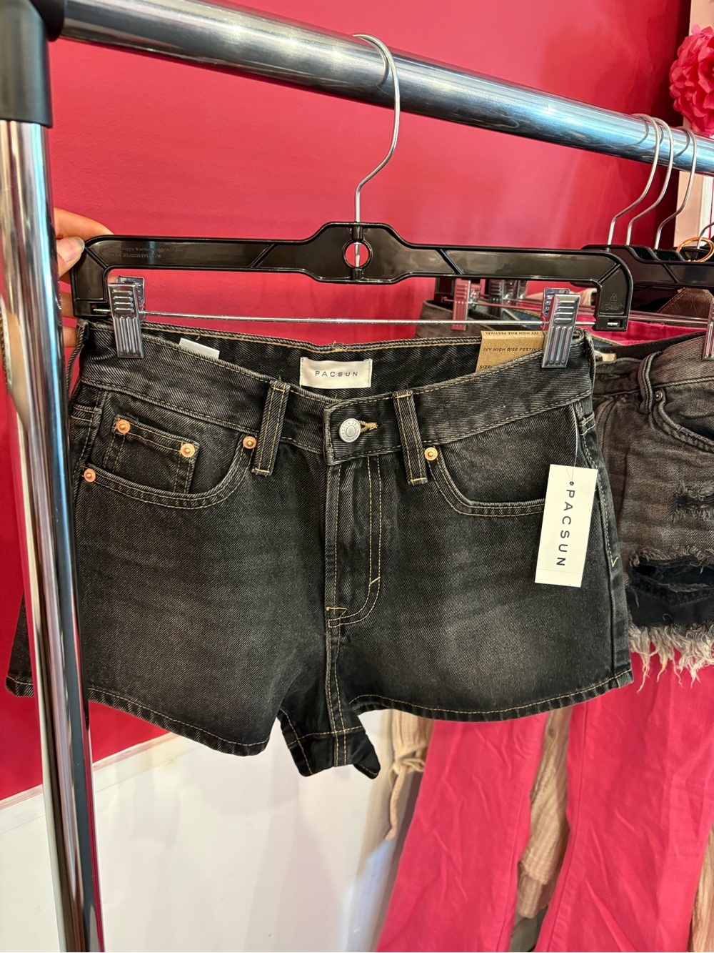 PacSun Black Washed Denim Cutoff Shorts